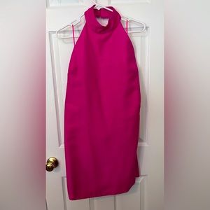 Hot pink high neck formal dress backless with tie. Worn once!